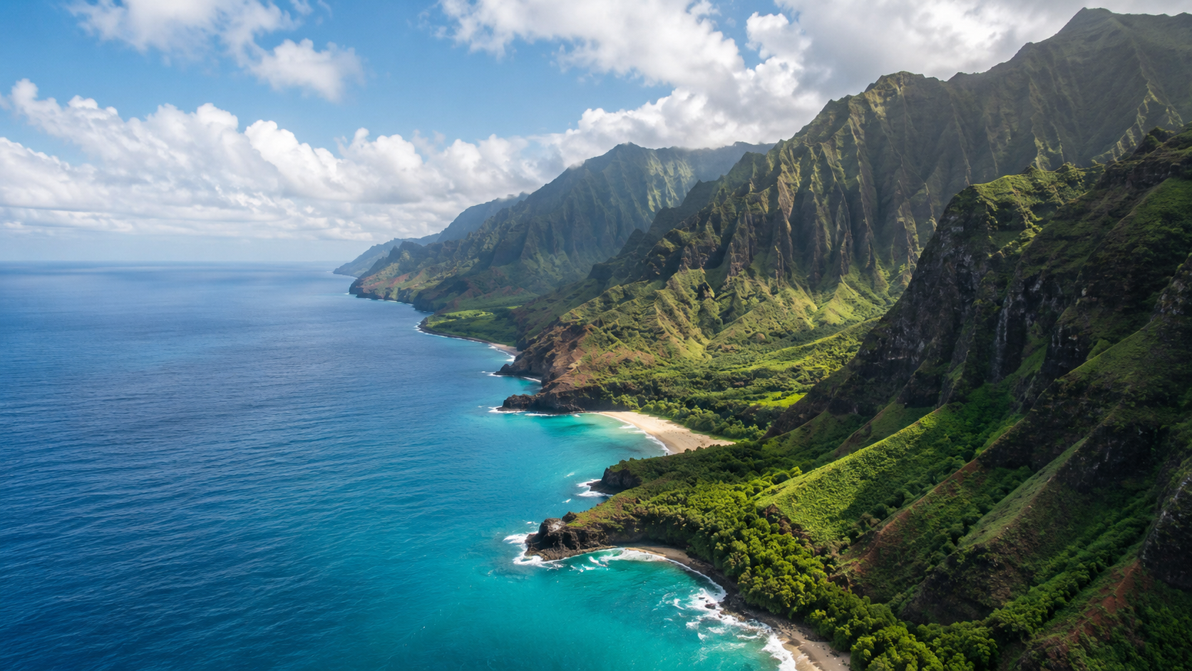 Na Pali Coast cliffs and coastline
